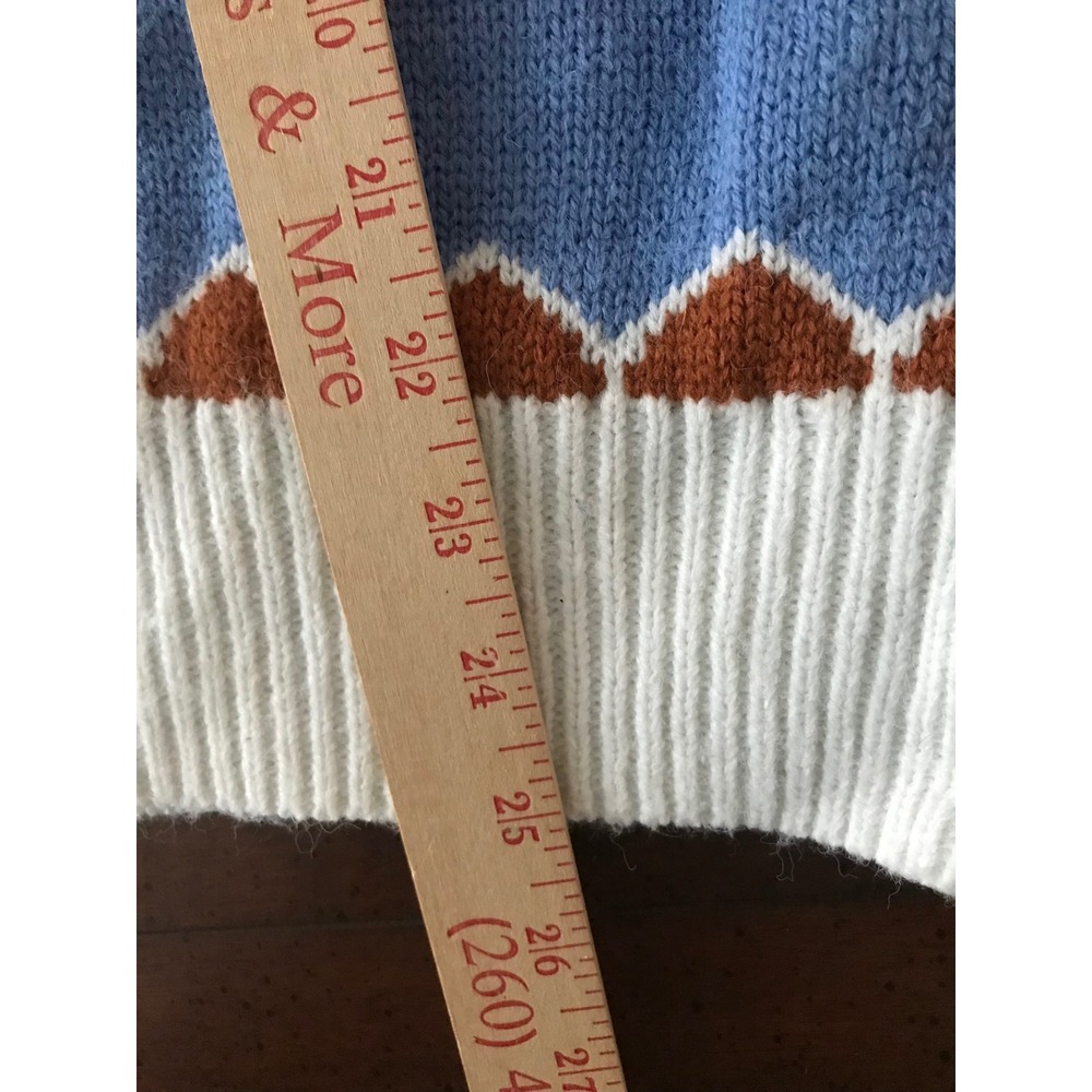 Women's Fair Isle Knit Sweater Blue Brown‎ White Pullover Long Sleeve Size L - Picture 6 of 7